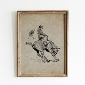 Vintage Bucking Bronco Print 1, Bucking Bronco Wall Art, Bucking Bronco Art, , Bucking Horse Print, Vintage Prints Wall Art, Vintage Prints