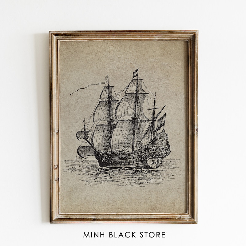 Old Ship Painting - Etsy