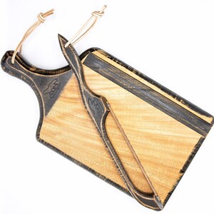 10” wide x 18 long Farmhouse Cutting Board and Bow knife