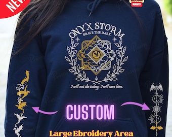 Onyx Storm Embroidered Sweatshirt, Custom Basgiath War College, Xaden Riorson, Violet Sorrengail, Riders Quadrant,Dragon Rider, The Empyrean