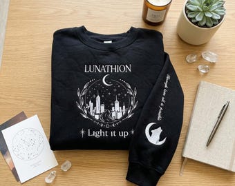 Embroidered Lunathion Crescent City Sweatshirt, Through Love All Is Possible Embroidered Hoodie, SJM Merch, ACOTAR shirt, Bookish Gift