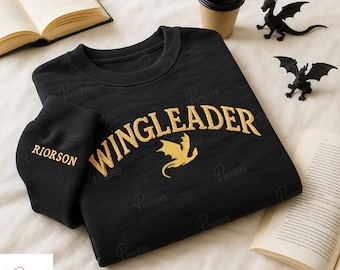Wingleader Embroidered Sweatshirt, Fourth Wing Hoodie, Xaden Riorson Shirt, Dragon Rider Embroidery Tee, Fantasy Bookish Gift