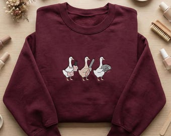 Embroidered Nail Tech Goose Sweatshirt, Manicurist Hoodie, Esthetician Gift, Funny Beauty Salon Apparel, Nail Artist Student Crewneck