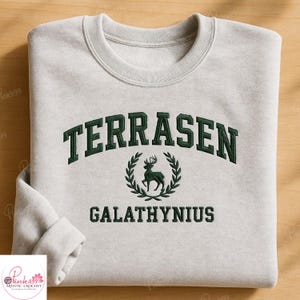 Terrasen Embroidered Sweatshirt | Throne of Glass Sweater | Aelin Galathynius Crewneck | ACOTAR TOG Merch for Readers | Fantasy Bookish Gift