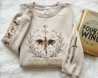 Fourth Wing Dragon Embroidered Sweatshirt, Xaden Riorson Shirt, Basgiath War College Crewneck, Fantasy Bookish Gift for Readers