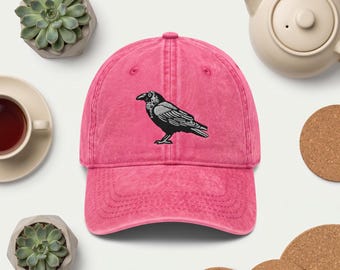 Funny Crow Bird Embroidered Wash Dad Hat, Dark Humor Pun Cap, Gothic Nature Gift, Raven Wildlife Baseball Headwear for Men and Women