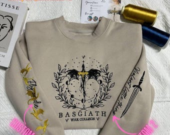 Fourth Wing Embroider Sweatshirt, Custom Basgiath War College, Violet Sorrengail, Xaden Riorson, Dragon Rider,Riders Quadrant,Fantasy Reader