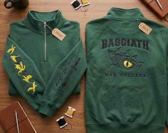 Fourth Wing Quarter Zip Sweatshirt, Custom Basgiath War College Embroidered Shirt, Riders Quadrant Dragon Rider Gift