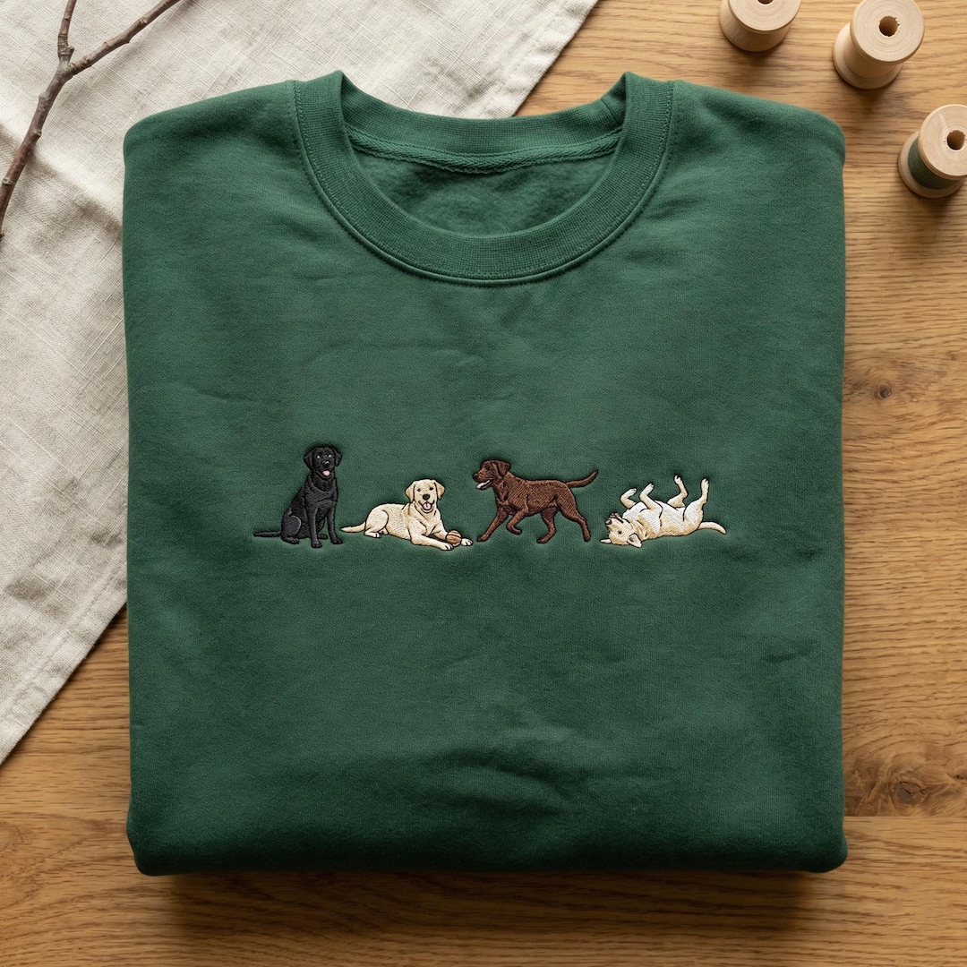 Embroidered Labrador Sweatshirt, Lab Poses Hoodie, Black Yellow ...