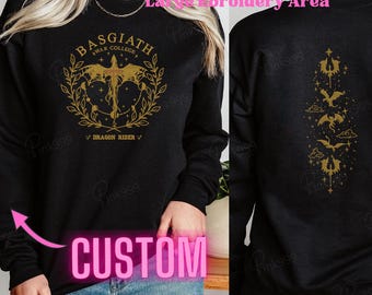 Fourth Wing Double Sided Embroidery Sweatshirt Hoodie, Basgiath War College,Dragon Rider Shirt,Rebecca Yaros Bookish Shirt,Violet Sorrengail