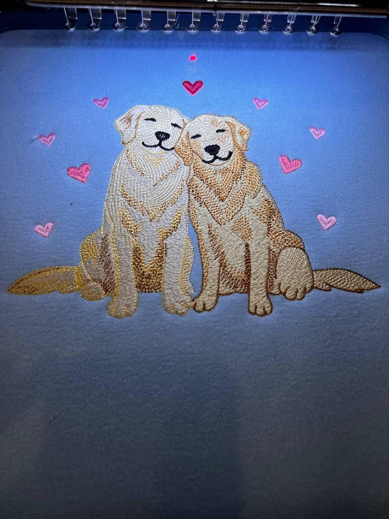 Embroidered Golden Retriever Sweatshirt, Dog Couple Crewneck, Cute Golden Dog Lover Gift, Pet Owner Sweater, Dog Mom Top image 2