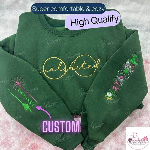 Wicked Embroidered Sweatshirt, Unlimited Embroidery Hoodie, Defying Gravity Sweatshirt,Wizard of Oz,Broomstick Magic Sweater,Change for Good