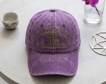 African Elephant Embroidered Wash Dad Hat, Serengeti Safari Cap, Wildlife Conservation Gift, Nature Explorer Outdoor Headwear