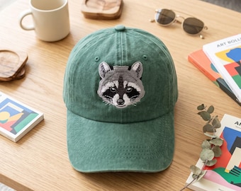 Raccoon Wash Dad Cap, Trash Panda Embroidered Hat, Cute Bandit Headwear, Forest Animal Gift, Wildlife Lover Baseball Cap