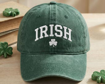 Irish Embroidered Wash Dad Cap, Shamrock Baseball Hat, St Patricks Day Outfit, Lucky Irish Gift, Green Aesthetic Dad Hat, Minimalist Clover
