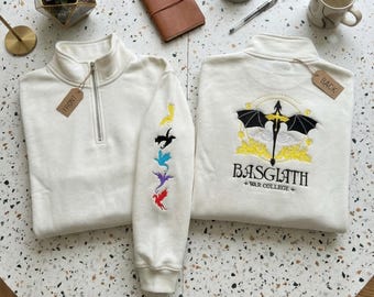 Basgiath Riders Quadrant Quarter Zip Sweatshirt, Fourth Wing Embroidered Dragon Rider Fly or Die Shirt Gift