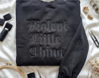 Violent Little Thing Embroidered Sweatshirt, Fourth Wing Shirt, Violet Sorrengail Dragon Rider Crewneck, Basgiath War College Gift