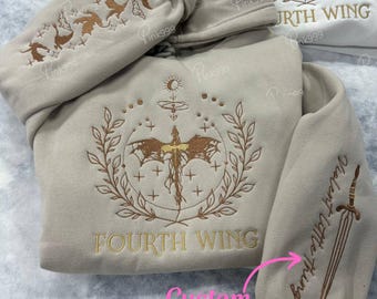 Fourth Wing Embroider Sweatshirt, Custom Basgiath War College, Violet Sorrengail, Xaden Riorson, Dragon Rider,Riders Quadrant,Fantasy Reader