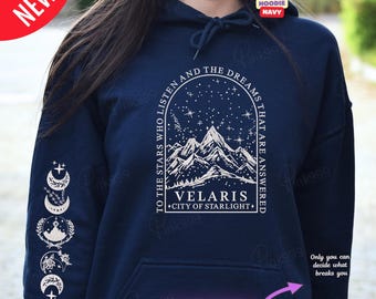 Sweat brodé Velaris City Of Starlight, sweat à capuche brodé Velaris, chemise The Night Court, pull SJM, chemise ACOTAR