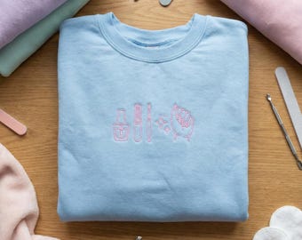 Embroidered Nail Tech Sweatshirt, Manicurist Icons Hoodie, Nail Salon Gift, Beauty Therapist Crewneck, Polish and File Apparel, Mani Gift