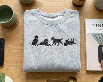 Embroidered Labrador Sweatshirt, Lab Poses Hoodie, Black Yellow Chocolate Lab Gift, Labrador Mom Apparel, Dog Lover Shirt