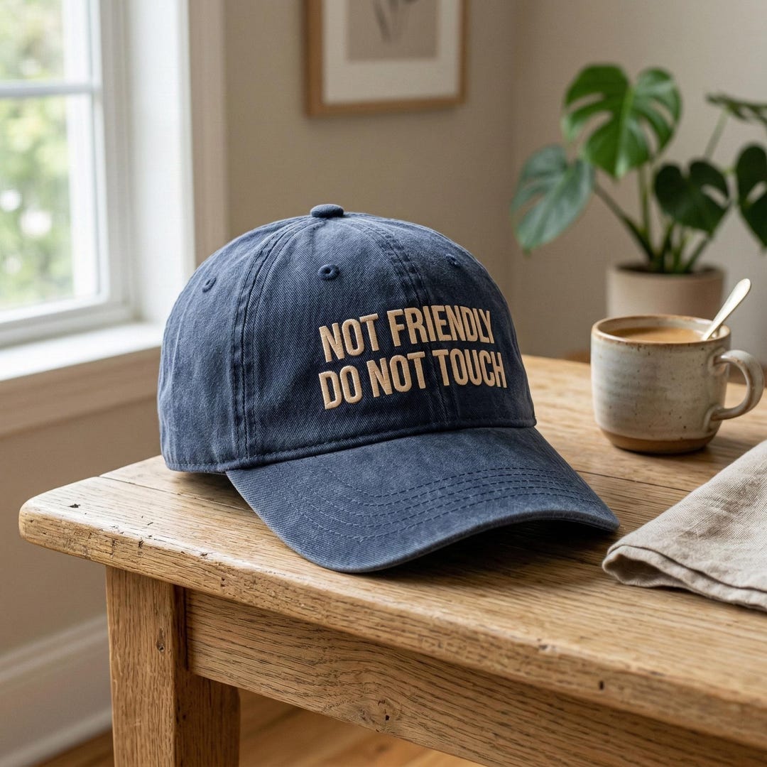 Vintage Not Friendly Washed Dad Cap, Do Not Touch Embroidered Hat ...