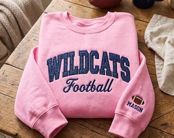 Embroidered Team Sweatshirt, Custom Glitter Mascot Crewneck, Personalized School Spirit Shirt, Football Cheer Game Day Gift