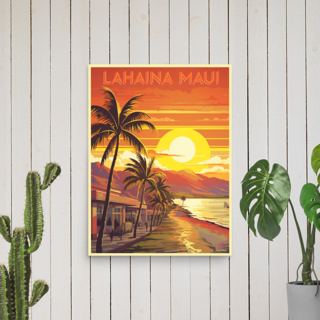 Lahaina Maui Vintage Hawaiian Poster Etsy