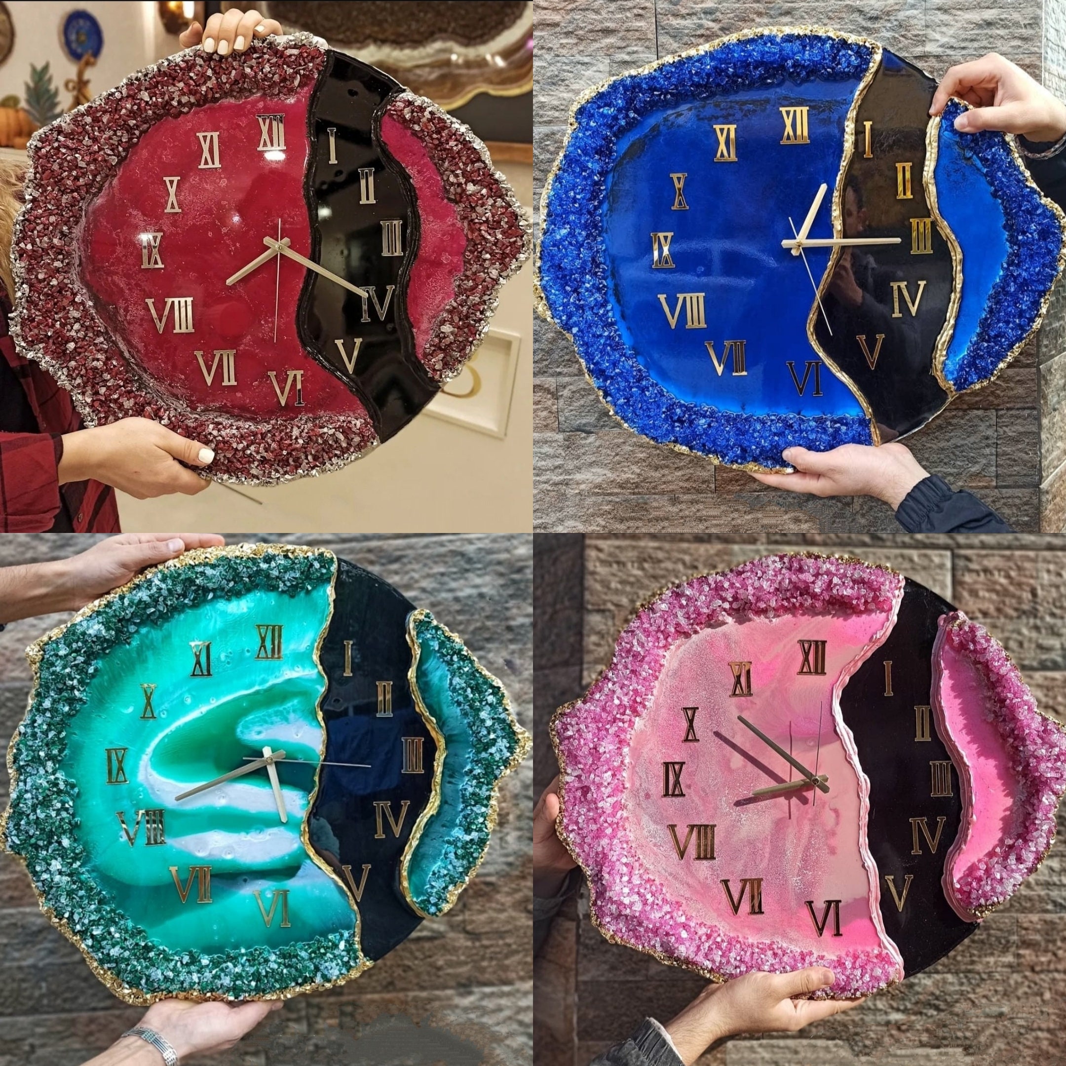 Glitter Crystal Epoxy Clock Gift for Mom Farmhause Wall Etsy