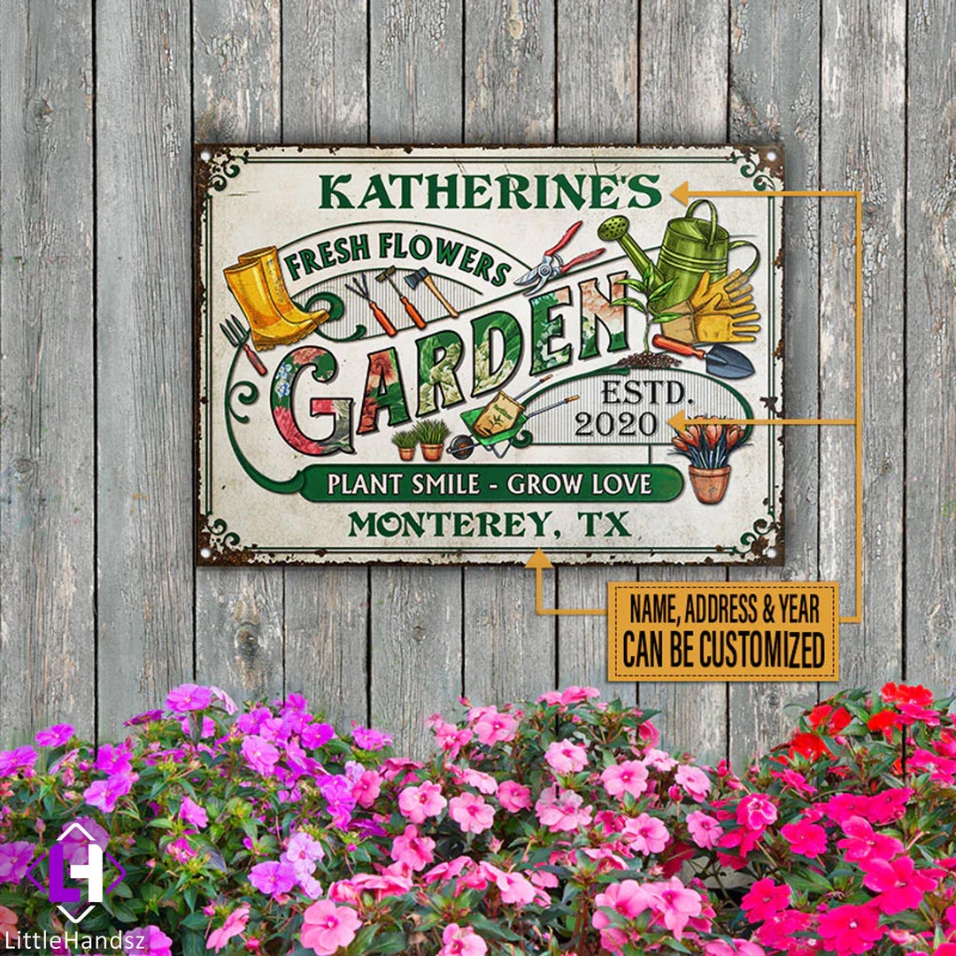 Personalized Garden Fresh Flowers Metal Signs Personalized Metal Signs ...