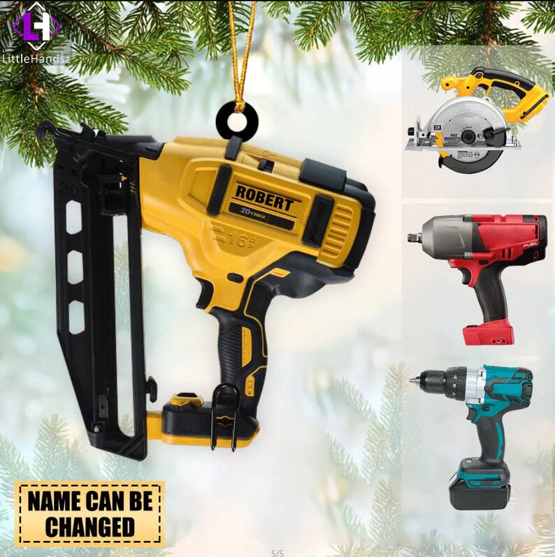 Power Tool 2023 Christmas Ornament, Repair Mechanic Acrylic or Wooden Ornament, Drill Shaped