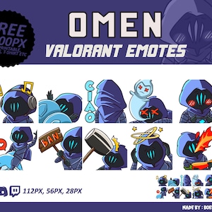 Omen Valorant Emotes, Omen Emotes, Valorant Emotes, twitch Emotes, Discord Emotes, Cute and Chibi emotes, Emotes for Streamer, Emotes Bundle