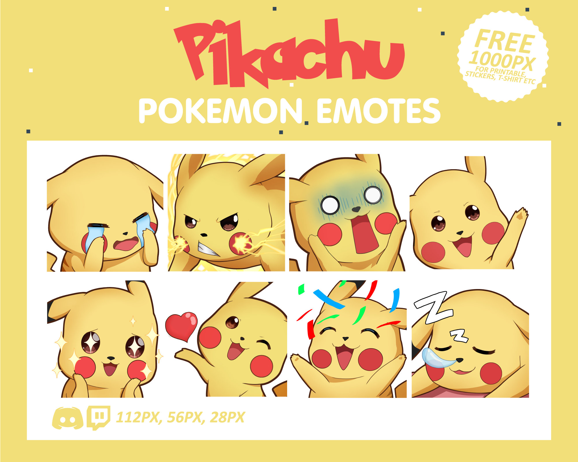 Pikachu Pokemon Emotes, Pikachu Emotes, Pokemon Emotes, Twitch Emotes ...