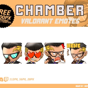 4X Chamber Valorant Emotes, Chamber Emotes, Valorant Emotes, twitch Emotes, Discord Emotes, Cute and Chibi emotes, PART 1