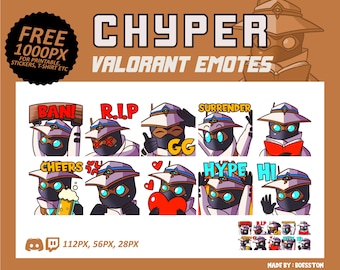 Cypher Valorant Emotes, Cypher Emotes, Valorant Emotes, twitch Emotes, Discord Emotes, Cute and Chibi emotes, Emotes for Streamer