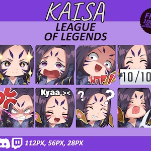 Kaisa LOL Emotes, Kaisa Emotes, League of Legends Emotes, Twitch emotes, Discord Emotes, Cute and Chibi emotes, LOL Champion