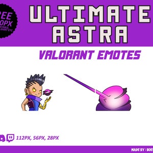 Astra Ultimate Valorant Emotes, Astra Emotes, Valorant Emotes, twitch Emotes, Discord Emotes, Cute and Chibi emotes, Astra Valorant