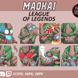 Maokai LOL Emotes, Maokai Emotes, League of Legends Emotes, twitch Emotes, Discord Emotes, Cute and Chibi emotes, Emotes for Streamer, LOL