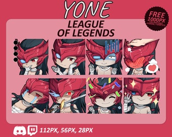 Yone LOL Emotes, Yone Emotes, League of Legends Emotes, Twitch emotes, Discord Emotes, Cute and Chibi emotes, LOL Champion