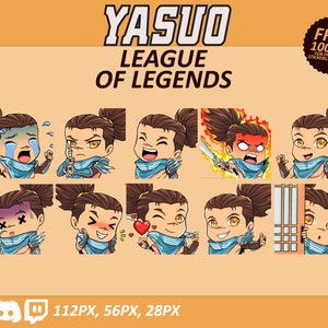 Yasuo LOL Emotes, Yasuo Emotes, League of Legends Emotes, twitch Emotes, Discord Emotes, Cute and Chibi emotes, Emotes for Streamer, LOL