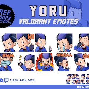 Yoru Valorant Emotes, Yoru Emotes, Valorant Emotes, twitch Emotes, Discord Emotes, Cute and Chibi emotes, Emotes for Streamer, Emotes Bundle