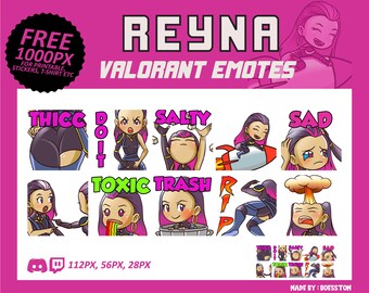 Reyna Valorant Emotes, Reyna Emotes, Valorant Emotes, twitch Emotes, Discord Emotes, Cute and Chibi emotes, Emotes for Streamer