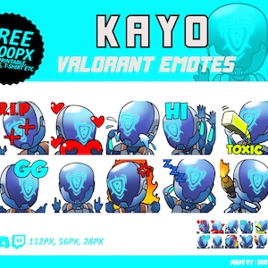 Kayo Valorant Emotes, Kayo Emotes, Valorant Emotes, twitch Emotes, Discord Emotes, Cute and Chibi emotes, Emotes for Streamer