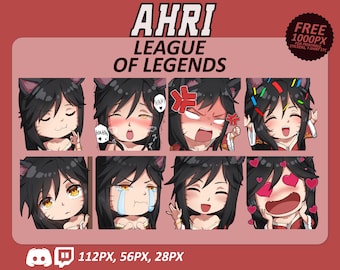 Ahri LOL Emotes, Ahri Emotes, League of Legends Emotes, twitch Emotes, Discord Emotes, Cute and Chibi emotes, Emotes for Streamer, LOL