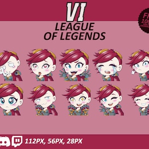 Vi LOL Emotes, Vi Emotes, League of Legends Emotes, twitch Emotes, Discord Emotes, Cute and Chibi emotes, Emotes for Streamer, LOL emote