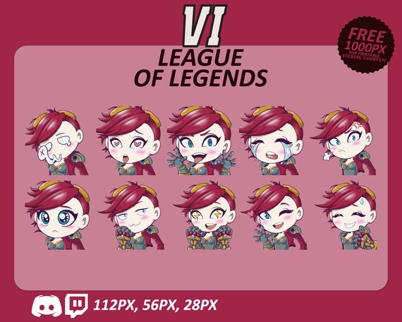 Vi LOL Emotes, Vi Emotes, League of Legends Emotes, Twitch Emotes