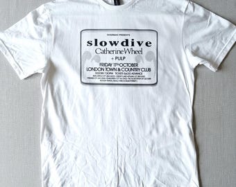 Slowdive/Catherine Wheel/Pulp T-Shirt, 90s Indie Shoegaze Britpop Band Tee Vintage Style Graphic Unisex