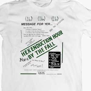 THE FALL Hex Enduction Hour-T-shirt, bocht sinistere code egoïstisch nieuwsgierig oranje bevrijdende naties reddende genade draadpil vilt