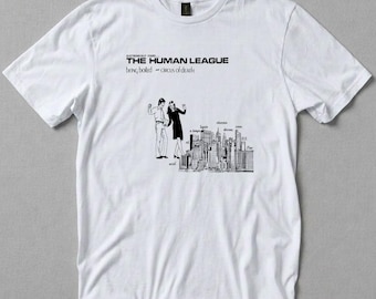 Camiseta HUMAN LEAGUE 'Being Boiled', estilo vintage de banda electrónica post-punk de synth minimalista de los 80.