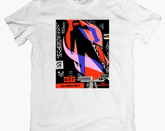 RAY BRADBURY Fahrenheit 451 T-Shirt Dystopian Book Tee Sci Fi Literary Graphic Shirt Vintage Style Unisex